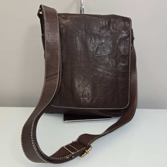Cole Haan Messenger Crossbody Satchel Brown Leather Medium Travel Work School - Picture 1 of 14